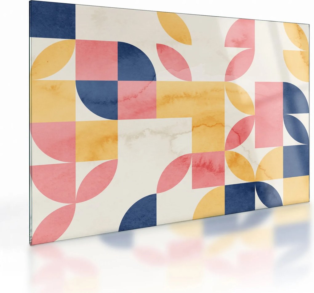 Tablou pe sticlă - Abstracție cu modele retro (70x50 cm)