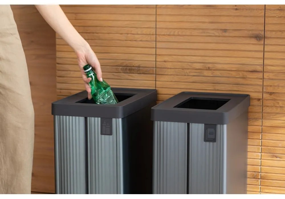 Coș de gunoi gri de reciclat din plastic reciclat 54 l Verto Recycle – Curver