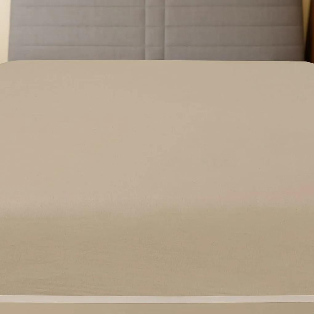 Cearsaf de pat cu elastic, 2 buc, gri taupe, 180x200 cm bumbac