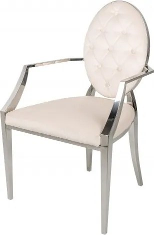 Scaun cu brate, tapiterie din catifea Modern Barock, bej / argintiu