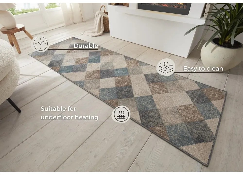 Covor tip traversă albastru/bej 80x200 cm Terrain – Hanse Home