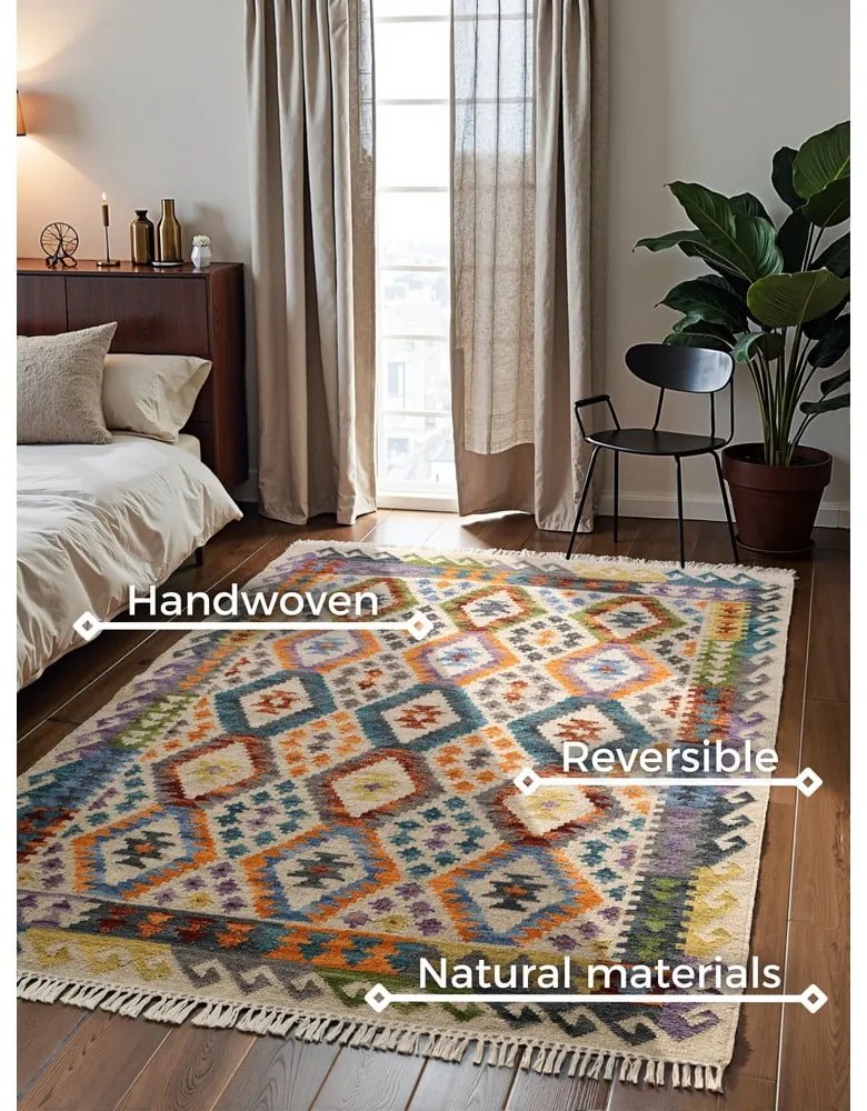 Covor reversibil, țesut manual din lână 120x170 cm Kamal Oasis – Nouristan