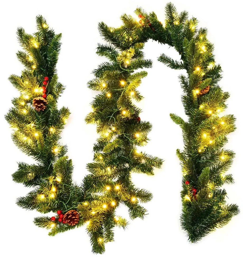 Ghirlandă de Crăciun cu 100 de lumini LED calde, 2,7 m