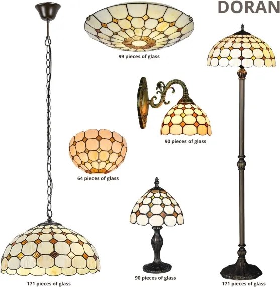 Brilagi - Lampă de podea Tiffany din vitralii DORAN 2xE27/60W/230V