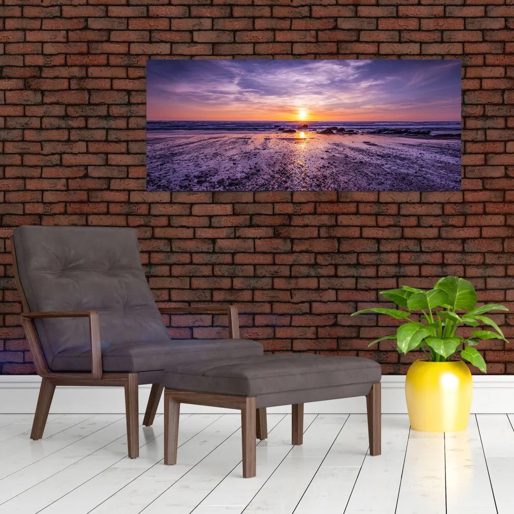 Tabloul cu plaja - apus de soare (120x50 cm)