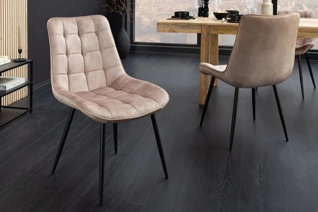 Set de 4 scaune ROADSTAR catifea sampanie greige