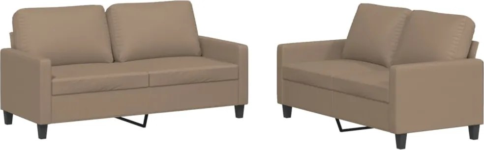 vidaXL Set de canapele cu perne, 2 piese, cappuccino, piele ecologică