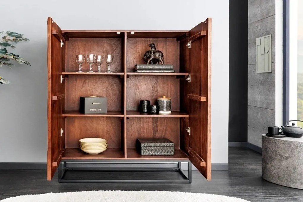 Comoda inalta cu model 3D, Lemn Salcam, Maro, DUNE 120cm