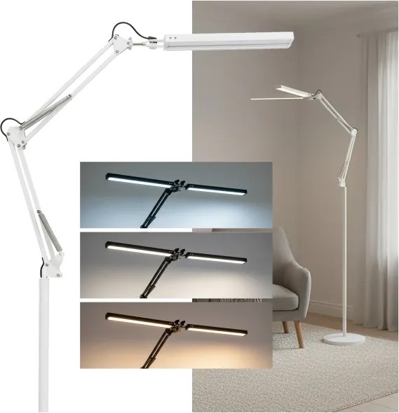 Brilagi - Lampă de podea flexibilă VARIO LED reglabilă, 14W/230V, 157 cm, albă