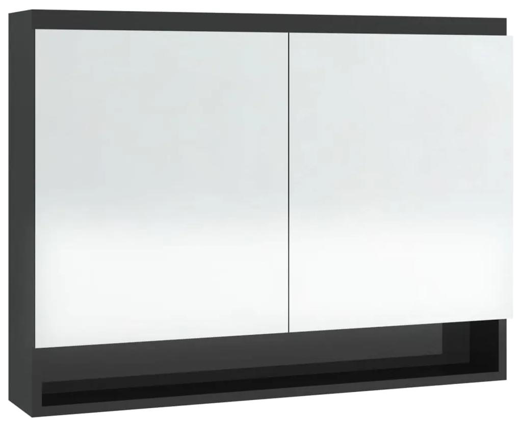Dulap de baie cu oglinda, negru stralucitor, 80x15x60 cm, MDF Negru stralucitor