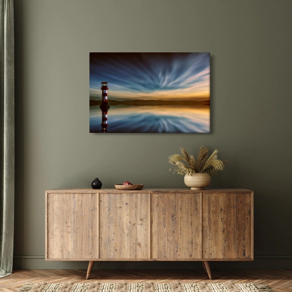 Tablou cu farul în mare (90x60 cm)