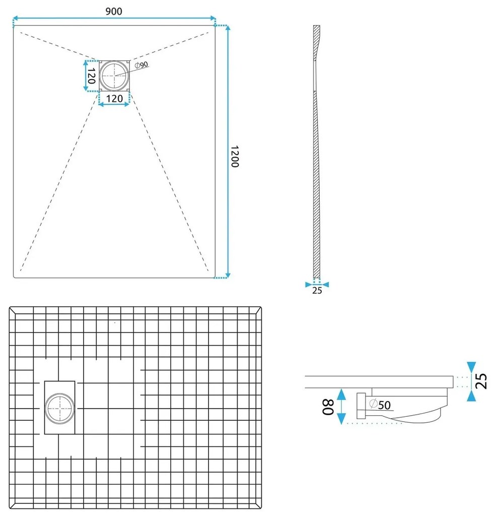 Rea Magnum cadita de dus dreptunghiulara x90 cm alb REA-K7006