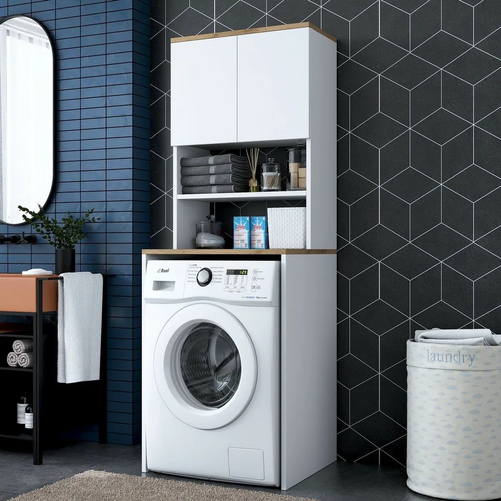 Dulap deasupra mașinii de spălat Karin White and Walnut