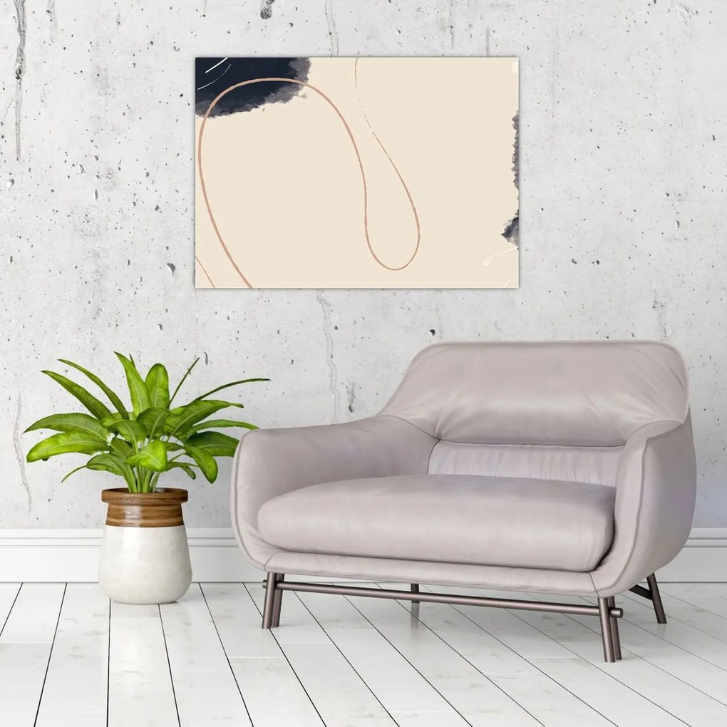 Tablou pe sticlă - Abstractizare bej (70x50 cm)