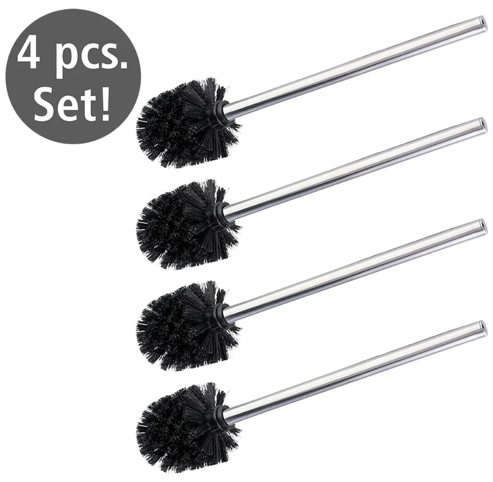 Perii de WC argintiu-lucios 4 buc. din oțel inoxidabil Ø8cm – Wenko