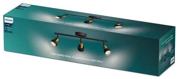 Spot Philips CONDUIT 3xGU10/5W/230V negru/alamă
