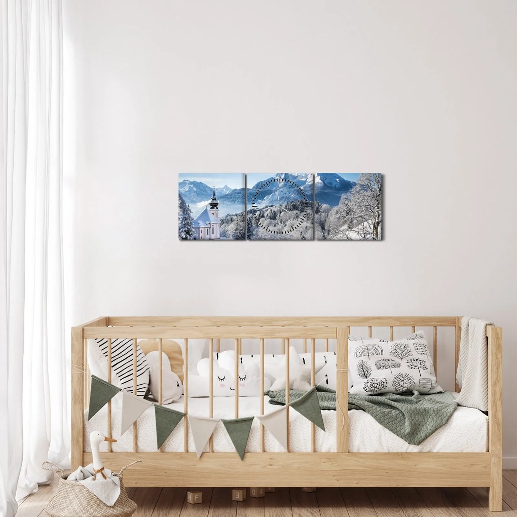 Tablou - O privire asupra peisajului de iarnă (cu ceas) (90x30 cm)