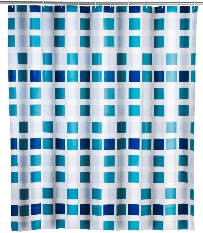 Perdea duș Wenko Mosaic, 180 x 200 cm, albastru