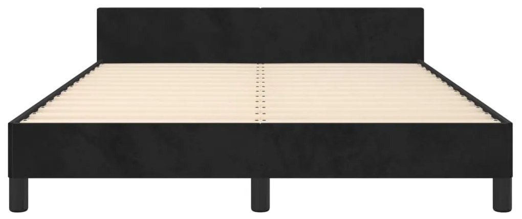 Cadru de pat cu tablie, negru, 140x200 cm, catifea Negru, 140 x 200 cm, Design cu nasturi