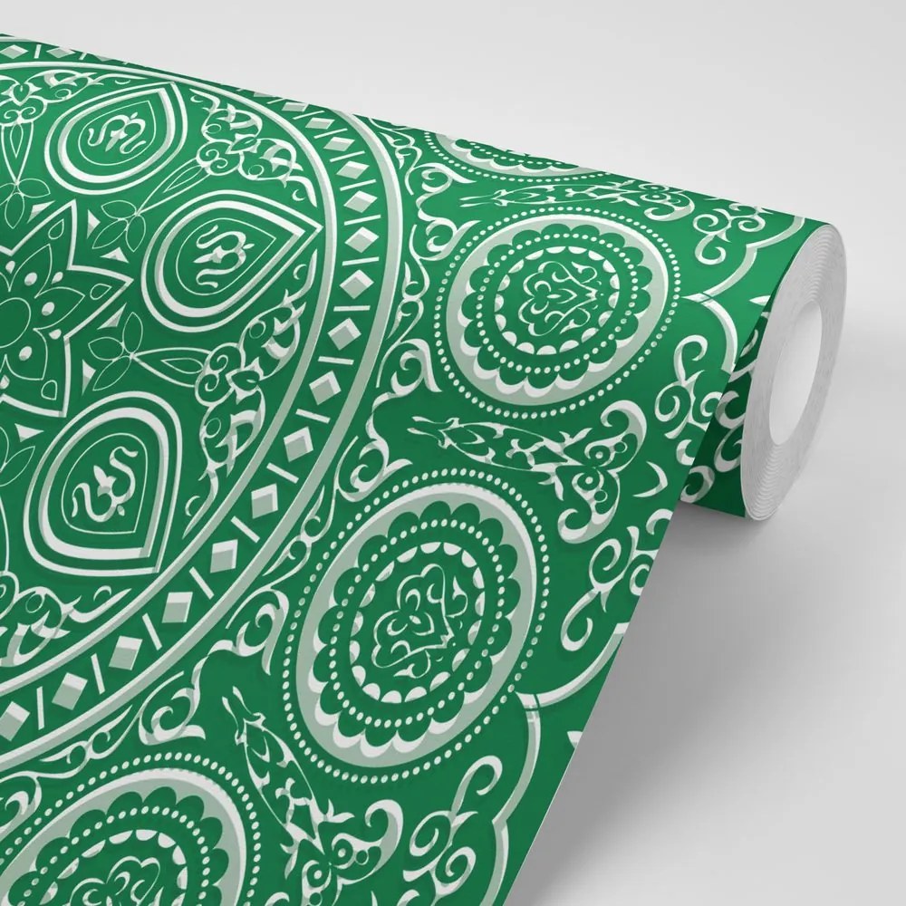 Tapet autoadeziv Mandala etnică delicată în design verde