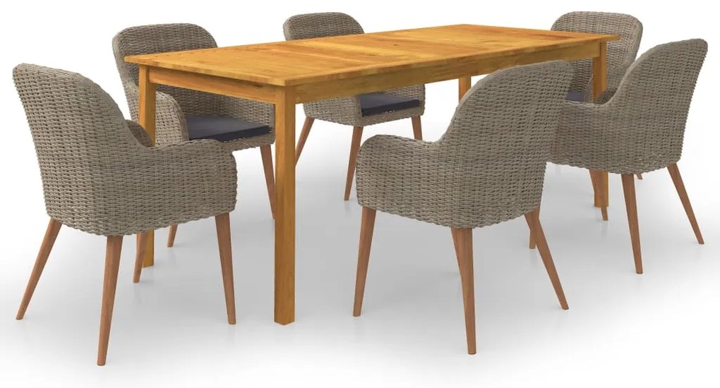 vidaXL Set mobilier de grădină, 7 piese, maro