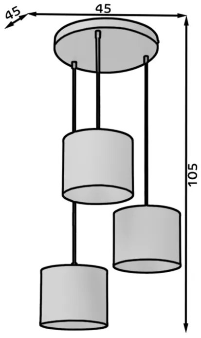 Pendul cu 3 becuri, 45x45x105 cm, Vespillo, Eltap (Culoare: Alb / Auriu)