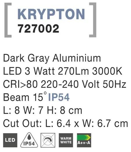 Proiector iluminat trepte din aluminiu gri inchis KRYPTON