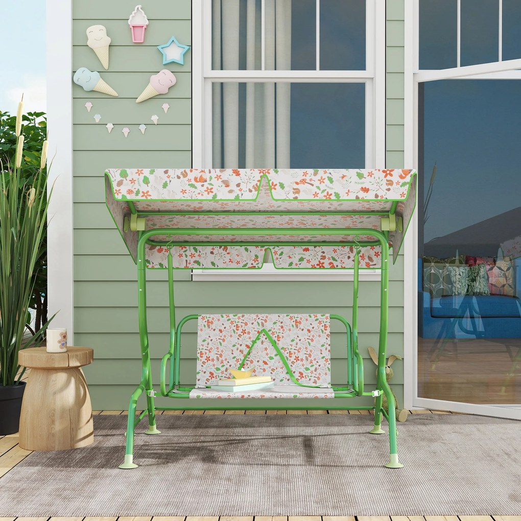 AIYAPLAY Leagăn pentru Copii cu Copertină Reglabilă și Centură de Siguranță, 120x112x75 cm, Verde | Aosom Romania