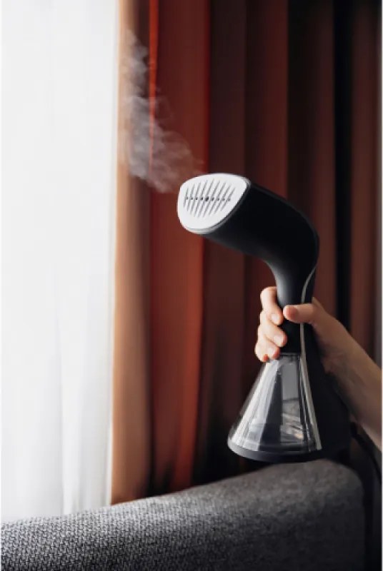 La mâna a doua: Aparat de calcat cu aburi AENO AGS0003, 1500 W, 0.250 L, 3 trepte, Inaclzire rapida, 180C, Negru