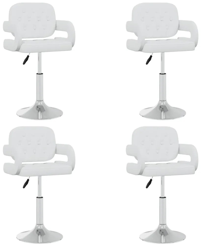 vidaXL Scaune de masă pivotante, 4 buc., alb, piele ecologică
