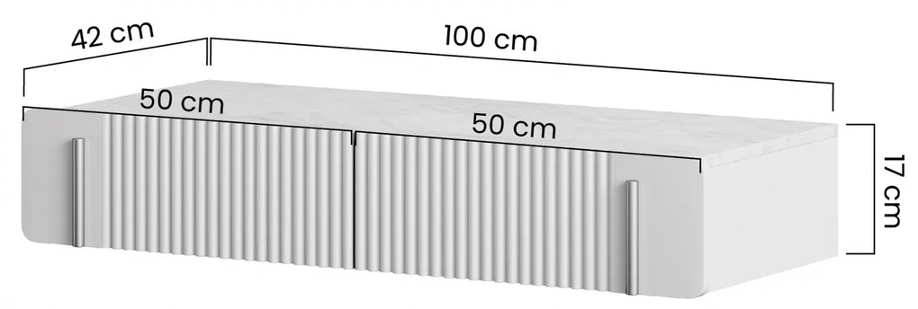 Masuta de toaleta suspendata Malmi 100 cm cu sertare - cashmir / crema bianca / gold
