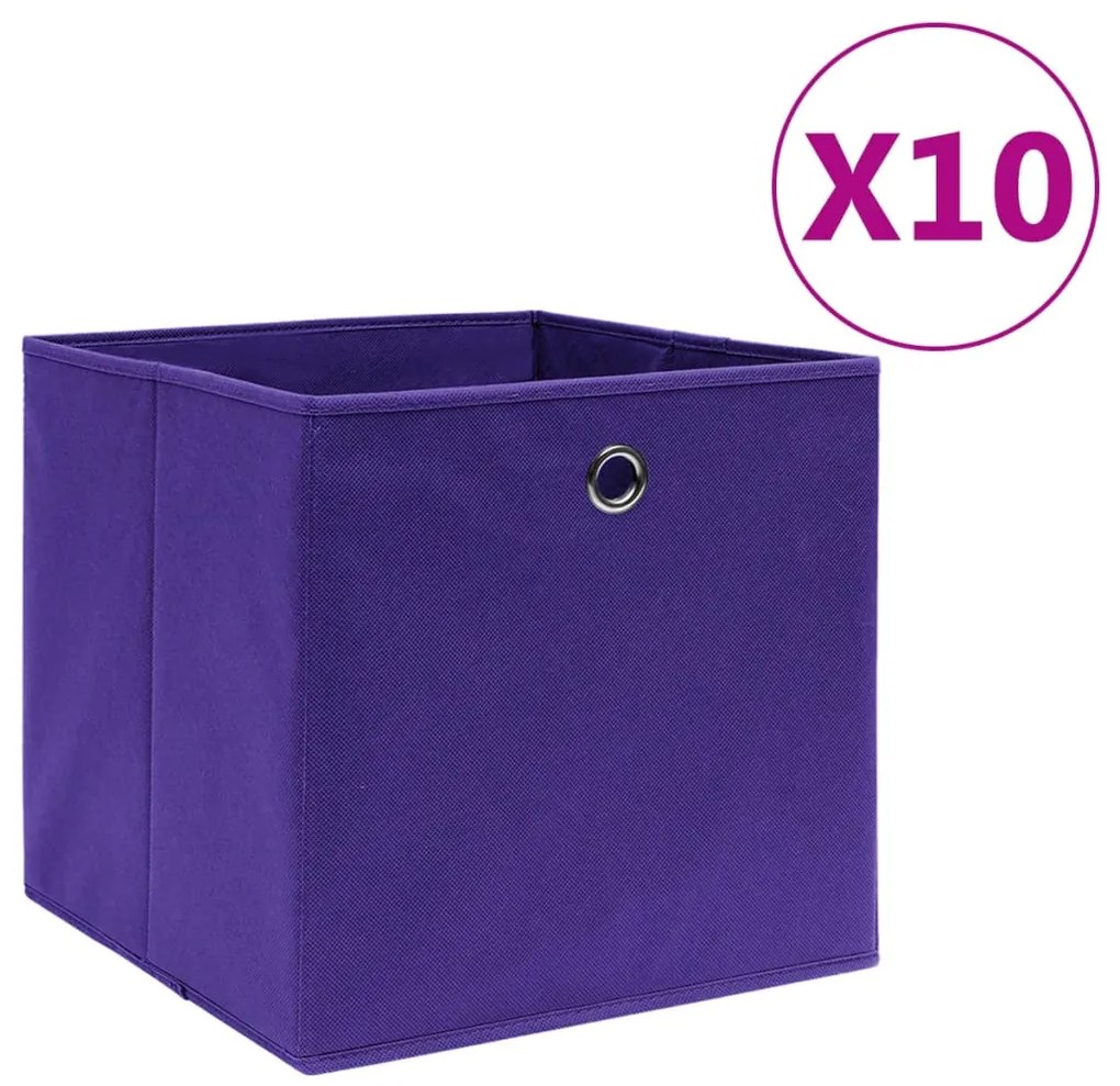 vidaXL Cutii de depozitare 10 buc. violet, 28x28x28 cm, textil nețesut