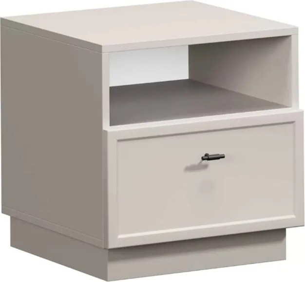 Noptieră cu sertar Lorini 45 cm - cașmir / mânere negre T-bar