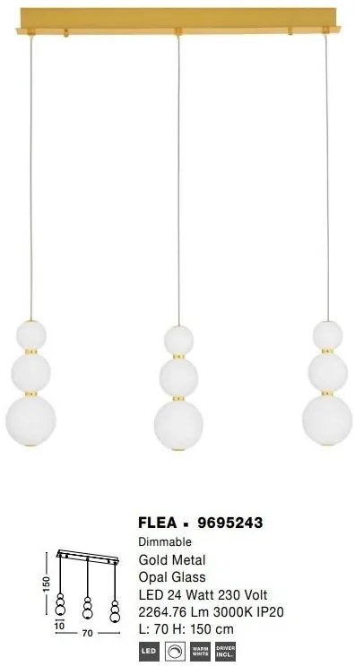 Lustra dimabila moderna cu 3 pendule LED FLEA
