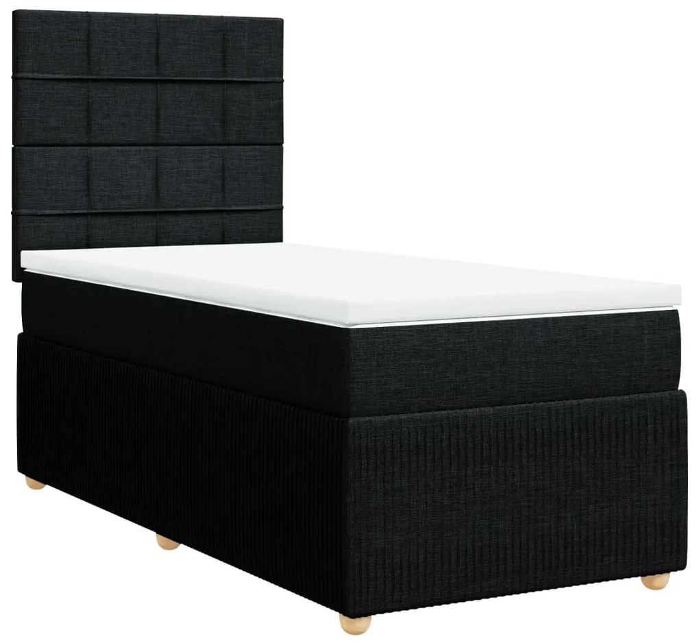 3291941 vidaXL Pat box spring cu saltea, negru, 90x200 cm, textil