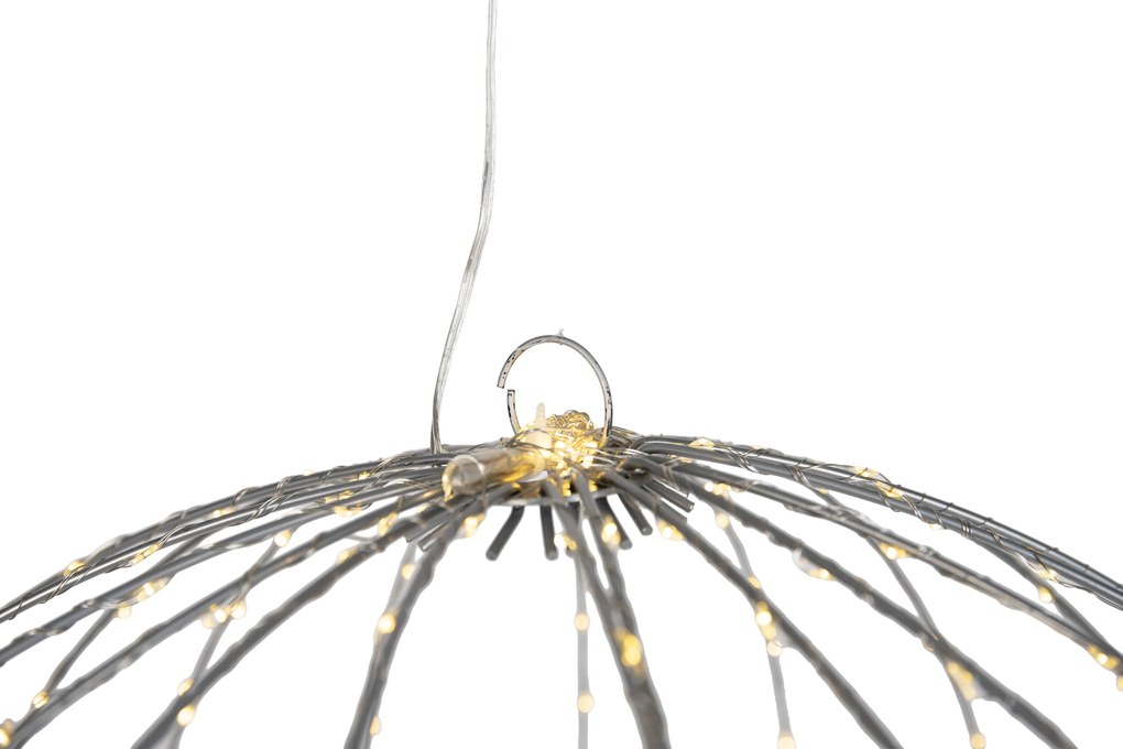 Lampă suspendată de Crăciun tip glob alb 60 cm, cu LED și timer IP44 - Nobi