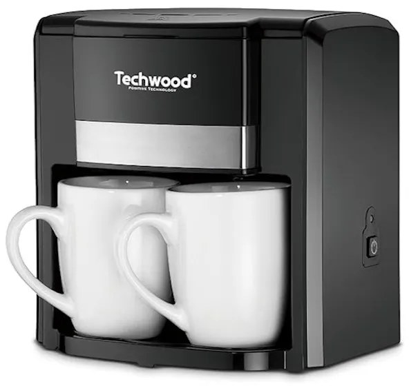 Cafetiera cu 2 cani Techwood TCA-206, 500W, Filtru permanent lavabil, Negru