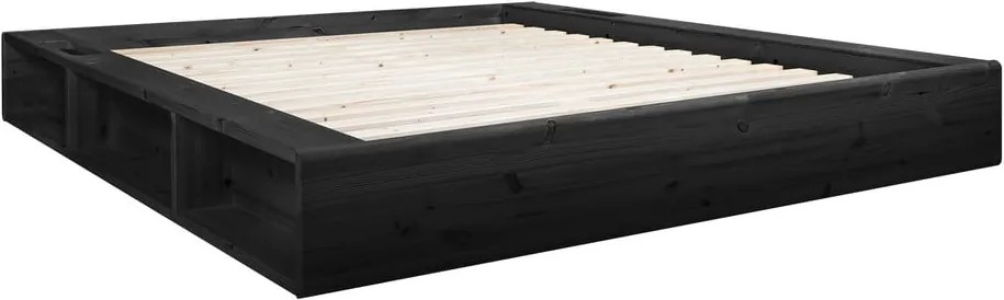 Pat din lemn masiv cu spațiu de depozitare Karup Design Ziggy, 160 x 200 cm, negru