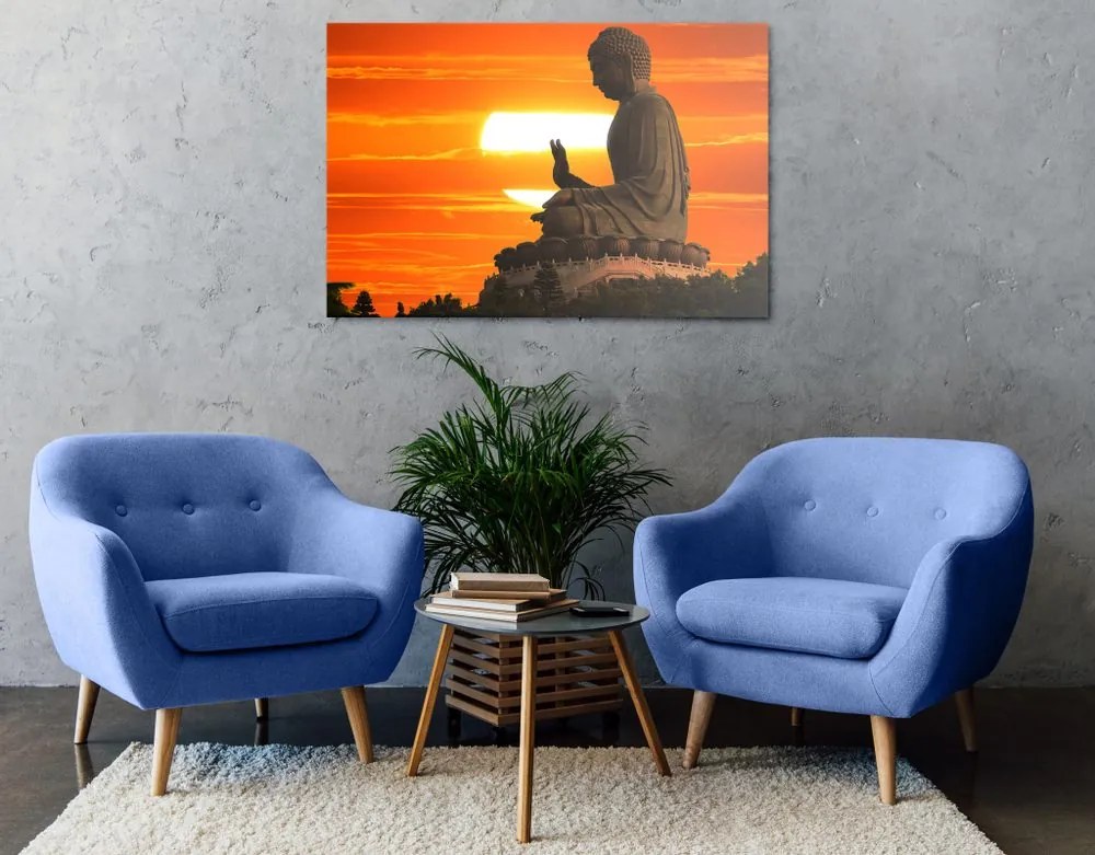 Tablou statuia lui Budha la apus de soare