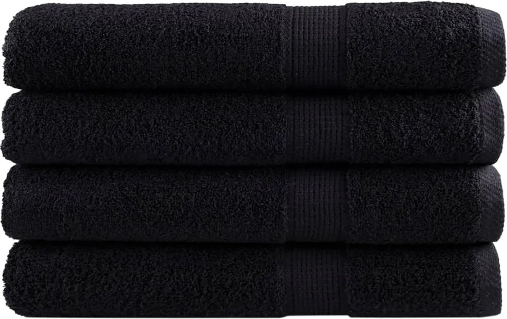 vidaXL Prosoape premium SOLUND 4 buc. negru 100x200 cm 600 gsm