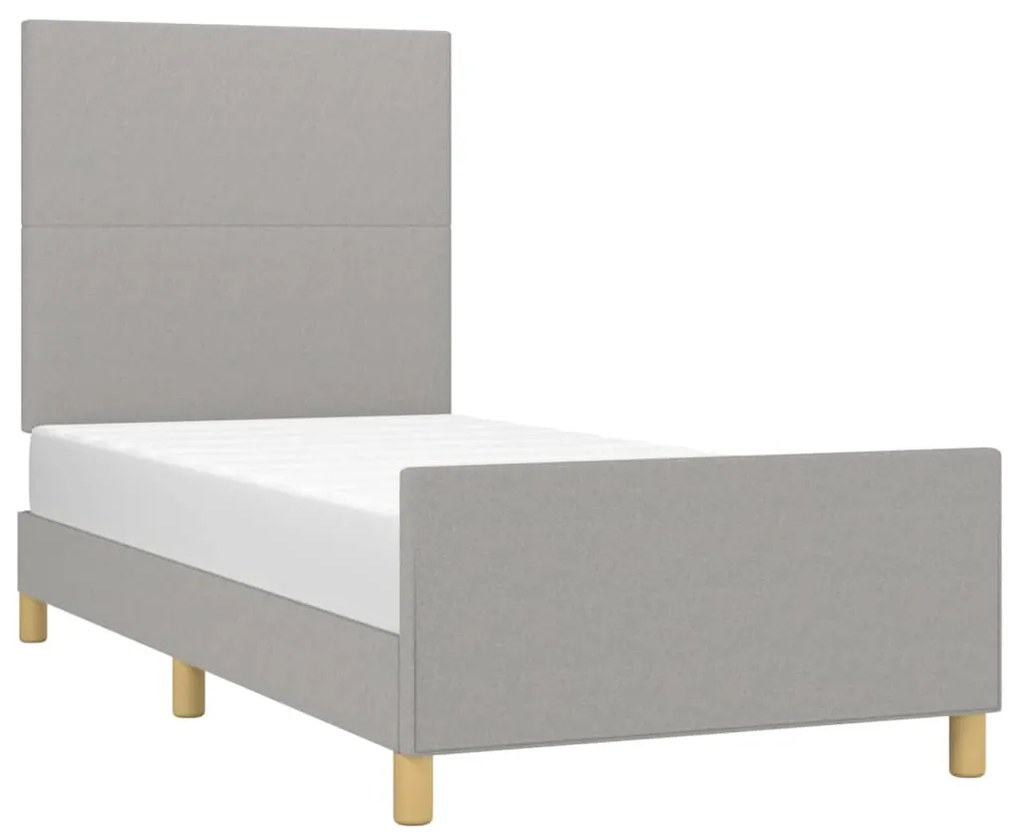 Cadru de pat cu tablie, gri deschis, 80x200 cm, textil Gri deschis, 80 x 200 cm, Design simplu