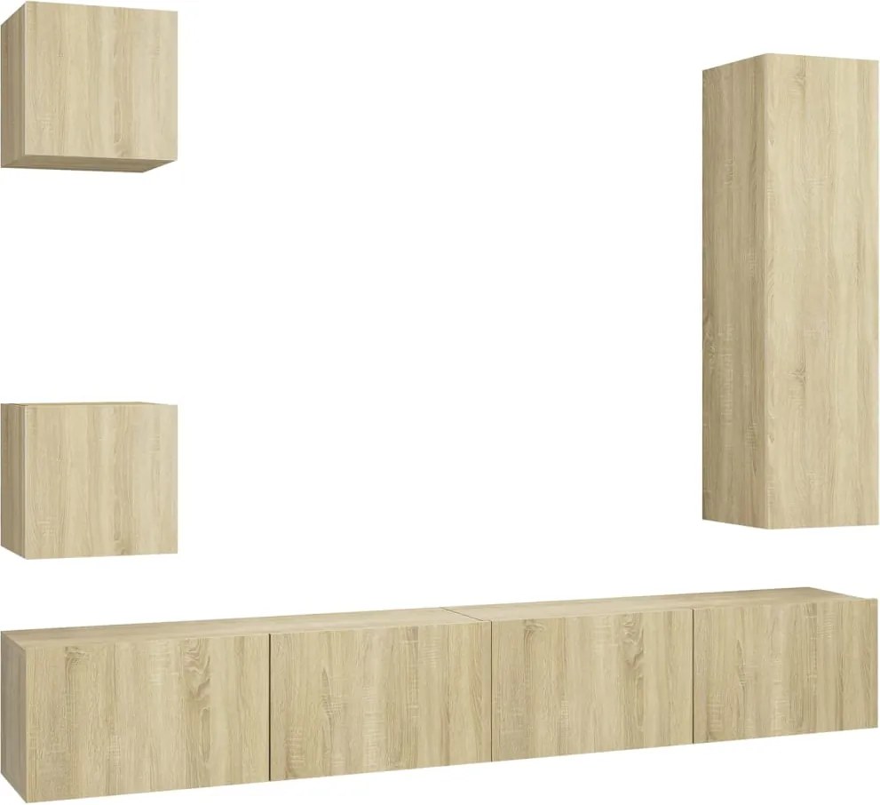 vidaXL Set de dulapuri TV, 5 piese, stejar sonoma, lemn prelucrat