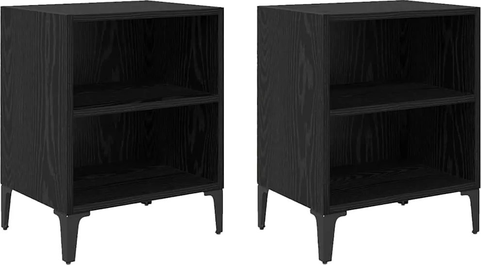vidaXL Dulap de noapte 2 pcs Stejar Negru 40 x 30 x 50 cm