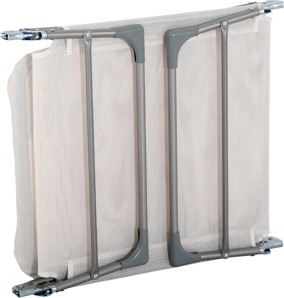 Outsunny Șezlong Pliabil cu Spătar Reglabil pe 5 Nivele și Pernă, Șezlong de Grădină cu Material Texteline, pentru Plajă, Piscină, Grădină, 182x56x28 cm, Crem | Aosom Romania