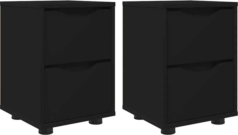 vidaXL Mese de noptieră 2 pcs Negru 30,5 x 30 x 43 cm Lemn compozit