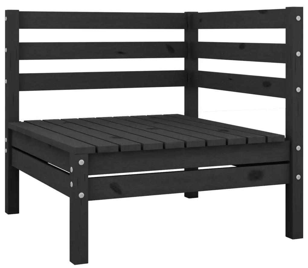 Set mobilier de gradina, 3 piese, negru, lemn masiv de pin Negru, 1