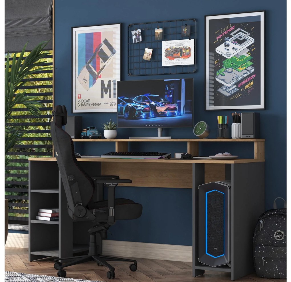 Masă PC Sikine 4 (Nuc + antracit) . 1095012
