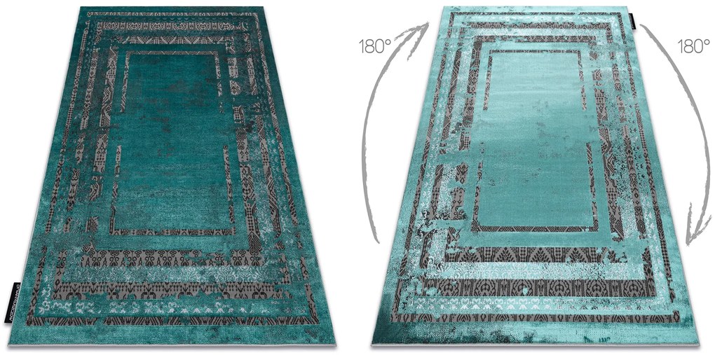 Covor DE LUXE modern 1516 Cadru vintage - structural verde / antracit