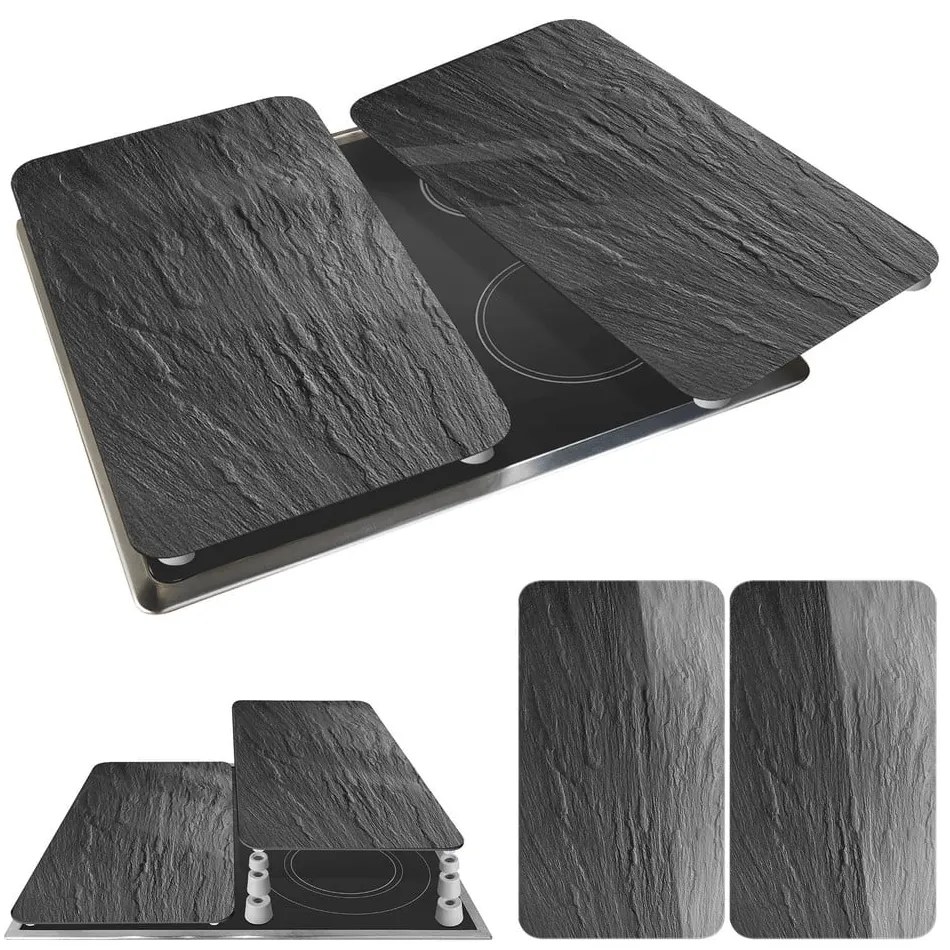 Set 2 protecții din sticlă pentru aragaz Wenko Slates, 52 x 30 cm