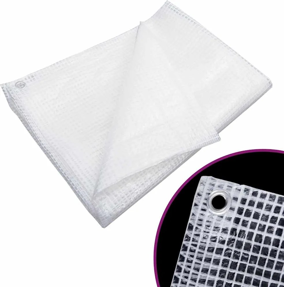 vidaXL Prelată Leno 140 g/m², alb, 4x4 m